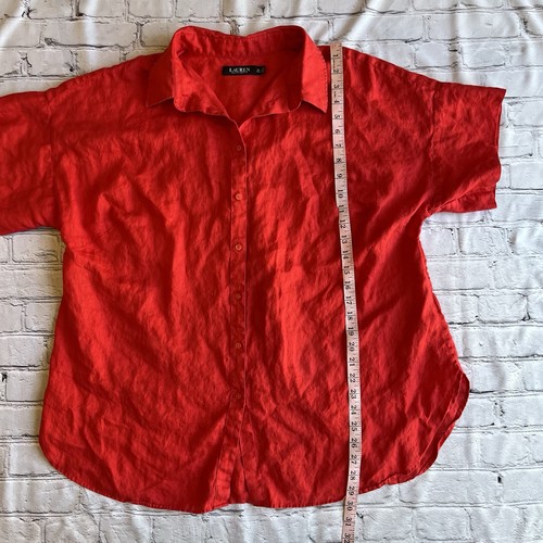 Lauren Ralph Lauren rot 100% Leinen Top Bluse plus 2x Button Down Kurzarm - Bild 4 von 16