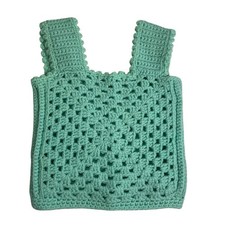 70s Vintage Crochet HIPPIE Sweater Vest Granny Made Kids Size 3T SEE MEASURE