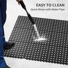 4-Pack Rubber Mats with Drain Holes - Commercial Anti-Slip Flooring for Kitchen