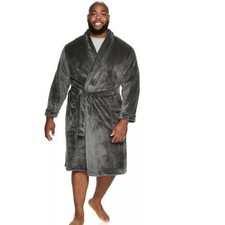 Sonoma Robe 2XLT Tall Mens Gray Plush Long Sleeve Belted Shawl Knee Length