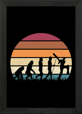 Retro Cricket Evolution gerahmtes Wandbild Poster Leinwanddruck Bild