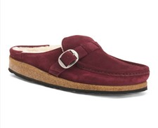 Birkenstock Buckley Shearling Maroon Burgundy Suede Clogs Womens 9 EU 40 Narrow