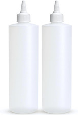 Condiment Squeeze Bottles, 16 OZ Empty Squirt Bottle with Twist Top Cap 2 Pack
