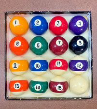 Vintage Set of 16 Standard 2 1/4" Billiard Pool Balls - Unknown Maker