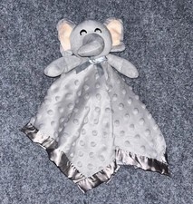 Grey Elephant Baby Blanket Lovey Security Satin Trim Back Minky Dot Pro Goleem