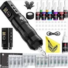 NEW Phomemo Rotary Tattoo Machine Pen Starter Kit Bundle PMU (Black)