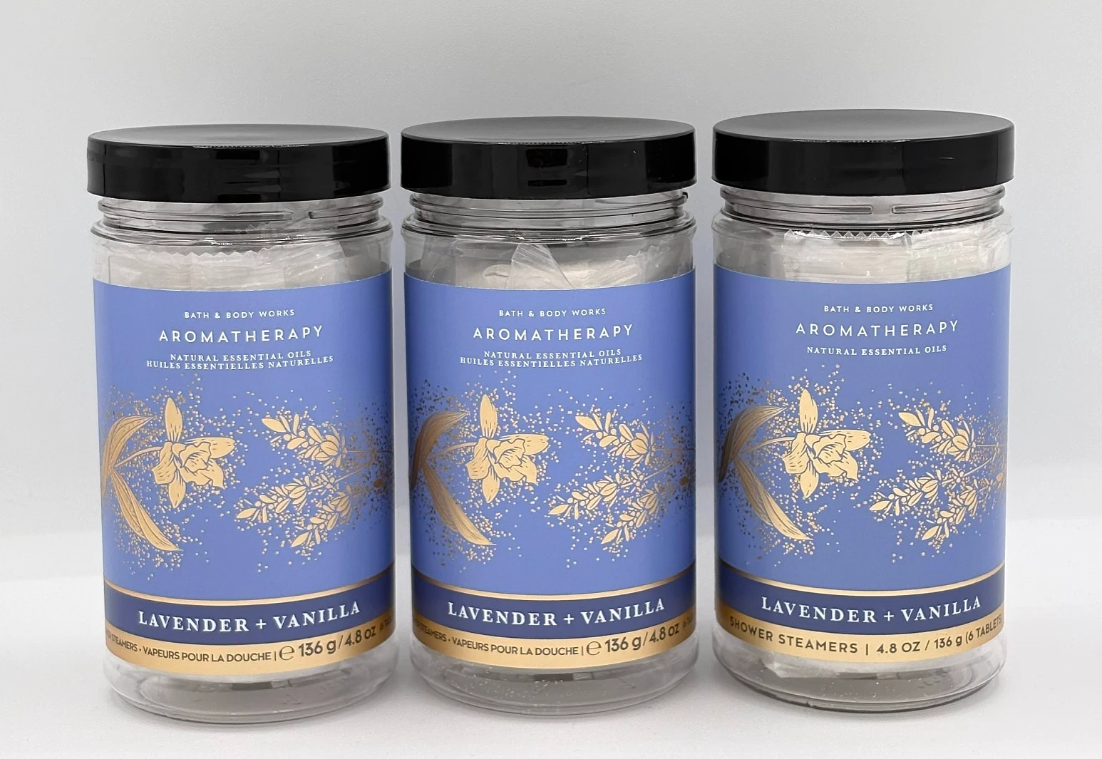 Bath & Body Works Aromatherapy Lavender Vanilla Shower Steamers Set of 3 New