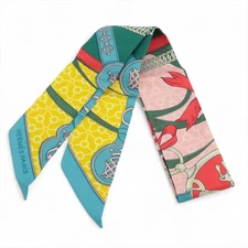 Hermès Twilly La Promenade du Matin Morning walks Scarf Silk Multicolor