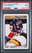 1991-92 O-Pee-Chee Premier #11 Tony Amonte Rookie Card PSA 9 MINT Rangers RC. rookie card picture