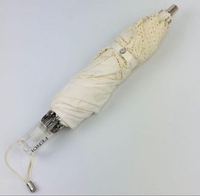 FENDI Folding Umbrella Lace Decoration Cream Beige Compact Luxury Authentic
