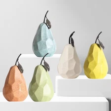 Nordic Geometric Ceramic Pear Sculpture – Modern Minimalist Home Décor Accent
