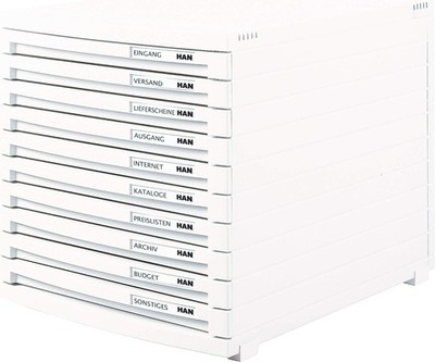 HAN Ablagebox 10 geschlossene Fächer Contur 1510-12 weiß DIN B4 Formate B-Ware