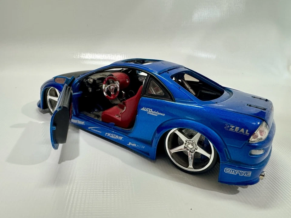 JADA 2003 Mitsubishi Eclipse Import Racer 1:24 Diecast Coche Azul Piezas Reparación Foto 3 de 4