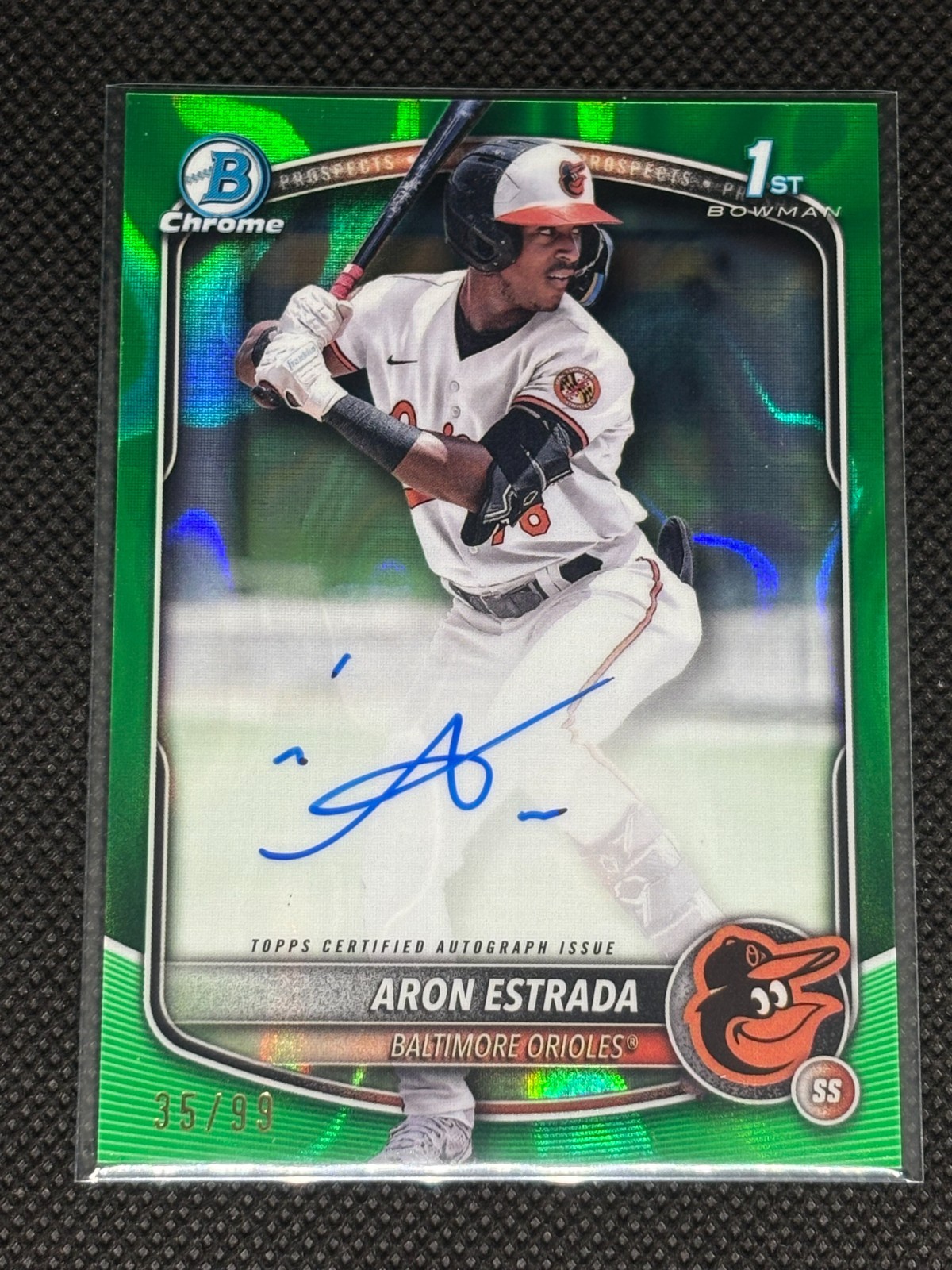 2025 Bowman Aron Estrada Chrome Auto Green Lava Refractor 1st Bowman #11/99 O's