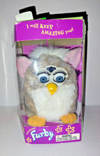 Vtg 1998 Furby Tiger Electronics 70-800 Gray White Stripped Church Mouse AS-IS