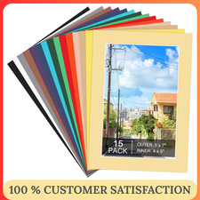 15 Pack 5x7 Picture Mats Mixed Colors Bevel Cut Mat Boards for 4x6 Photos