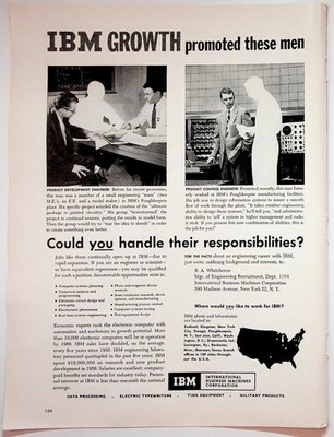 IBM 1957 Original Print Advertisement 8x11 Engineering Careers Vintage