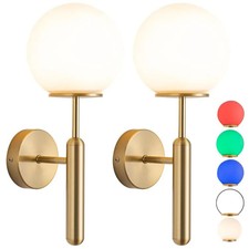 Battery Operated Wall Sconces Set of 2 Modern Dimmable LED Lights with Remote Co