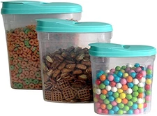 Dependable 3-Piece Cereal Dispenser Set BPA-Free Food Storage Containers Aqua