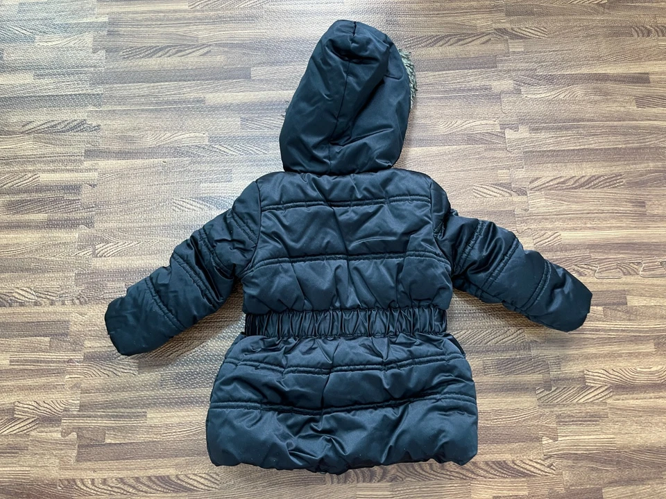 Juicy Couture Kids Girls Jacket Hooded Belted Snap Front Black Size 12M - Image 2 of 4