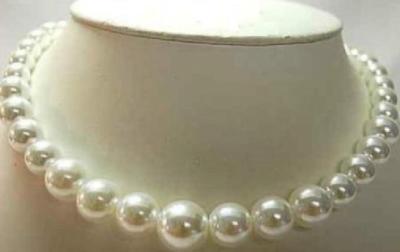 huge 18''12-14mm natural south sea genuine white perect round pearl necklace 
