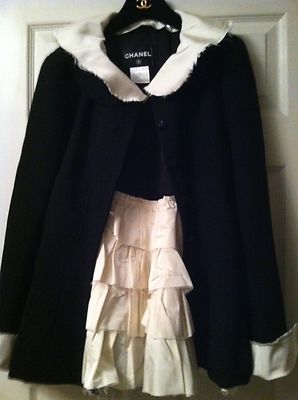 【後ろ姿も可愛い】◆CHANEL◆ジャケット CHANEL 08A VINTAGE LITTLE BLACK JACKET ECRU Collar Cuffs