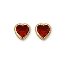 14K Solid Yellow Gold Heart Stud Earrings Birthstone 6mm x 6mm