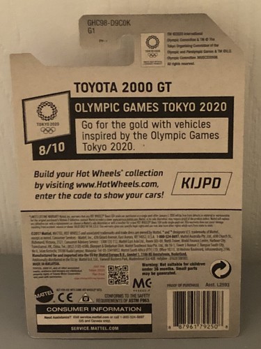 HOT WHEELS TOYOTA 2000 GT #184 OLYMPIC GAMES TOKYO 2020 Karate 8/10 - Picture 3 of 3