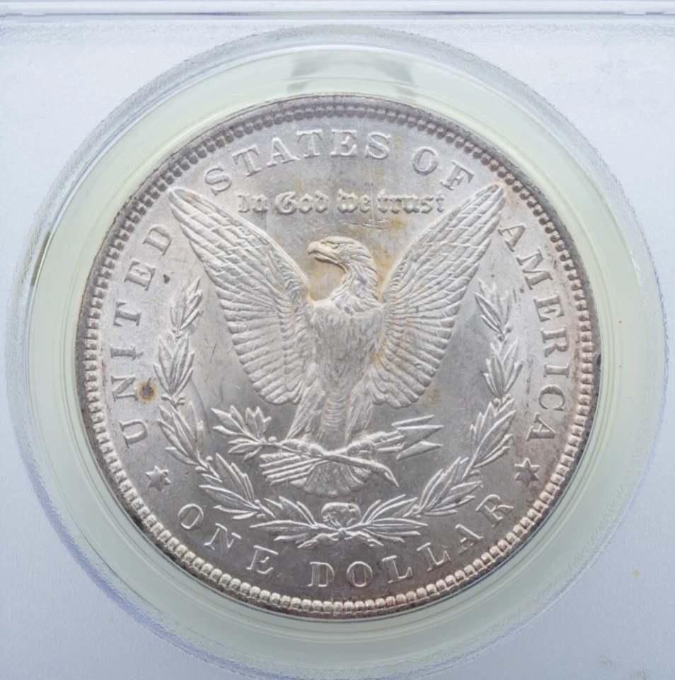 1890 Morgan Silver Dollar PCGS CAC AU58 OGH Old Holder Green - U938 - Image 4 of 4