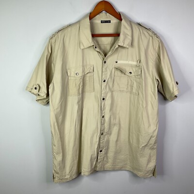LUXE-T Luxury Sport Mens Shirt 3XL Button Up Short Sleeve Cotton Snap Buttons