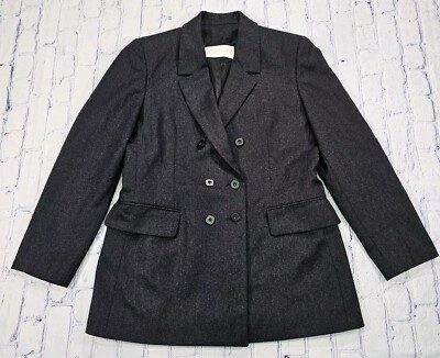 GENNY Charcoal Wool Cashmere Blend Blazer Jacket Made In Italy WOMENS SZ US 12
