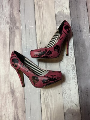 Iron Fist Pink Floral Skull Paltform Soul Shoes Womens Uk Not