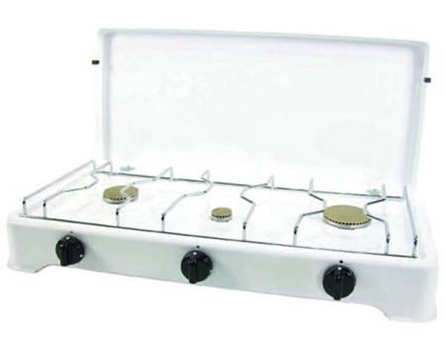 FORNELLO A GAS BOMBOLA A 3 FUOCHI CON COPERCHIO  FER 20442