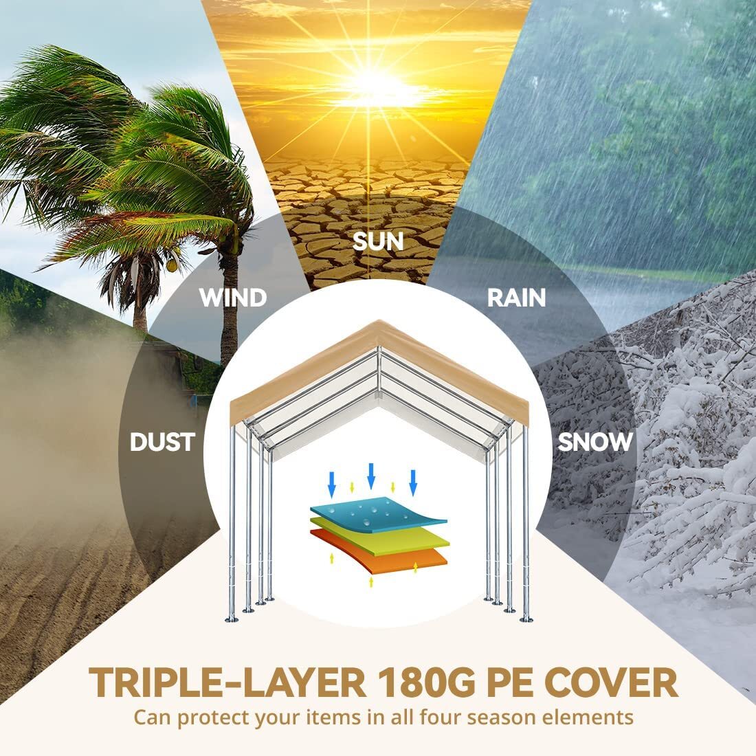 10x20 Heavy Duty Carport Party Wedding Tent Canopy Car Boat Shelter Adjustable