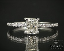 14k White Gold IGI Radiant .91ctw Natural Diamond Engagement Ring 1.9g i16247