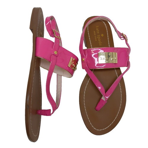 $118 NEW KATE SPADE NEW YORK 7.5 M Sandal Cassandra Patent Pink Thong Flat
