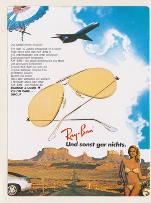Alter Aufkleber/Sticker RAY-BAN - UND SONST GAR NICHTS  / '80er/90er Jahre