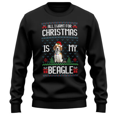 Erwachsene Weihnachten Beagle Sweatshirt Hund Besitzer Männer und Frauen Bäume Geschenke Bel...