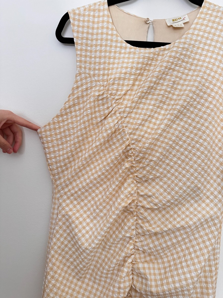 maeve ruched gingham dress Maeve Ruched Gingham Dress