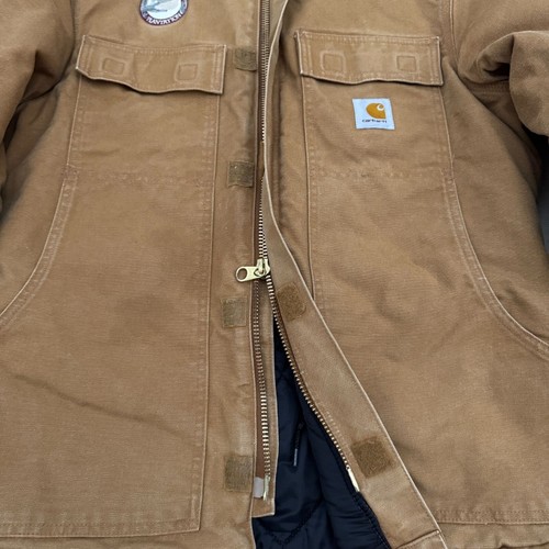 Carhartt Brown Lined Canvas Jacket Corduroy Collar Red Bluff Patch M C003 BRN - Picture 11 of 24