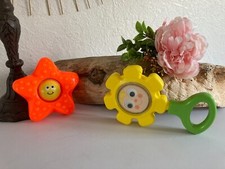 1024⚜️ Ancien Jouet Hochets Fleur et Étoile de Bain Orange Fisher Price Vintage