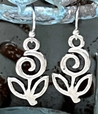 Silver Flower Earrings. Nature. Bloom. Sunflower