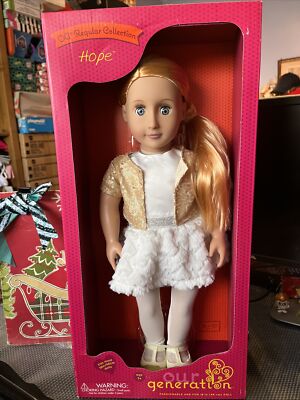 Our Generation Hope 18” Fashion Doll In Sparkle Shimmer Holiday Outfit! 