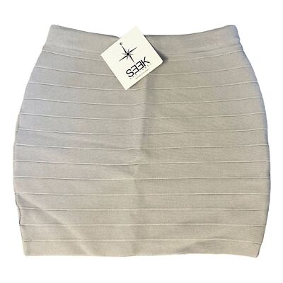 LF Seek The Label Gray Bandage Stretchy Knit Mini Skirt Size S NWT