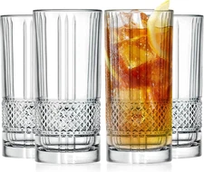 Highball Glass - Drinking Glasses - Set of 4 - Hiball Tumblers - Glass Crystal T