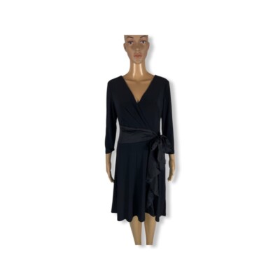 Lauren Ralph Lauren Satin Ruffle Jersey Dress,Womens Size 4,Black | eBay