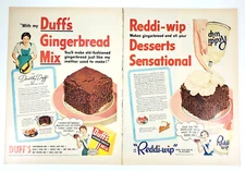 1950 Reddi Wip Spray Cream & Duff's Gingerbread Mix Print Ads Lot of 2