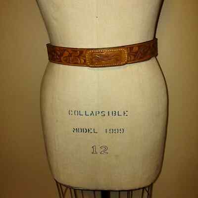 B Hereford Vintage Brown Tooled Top Grain Cowhide Leather 
