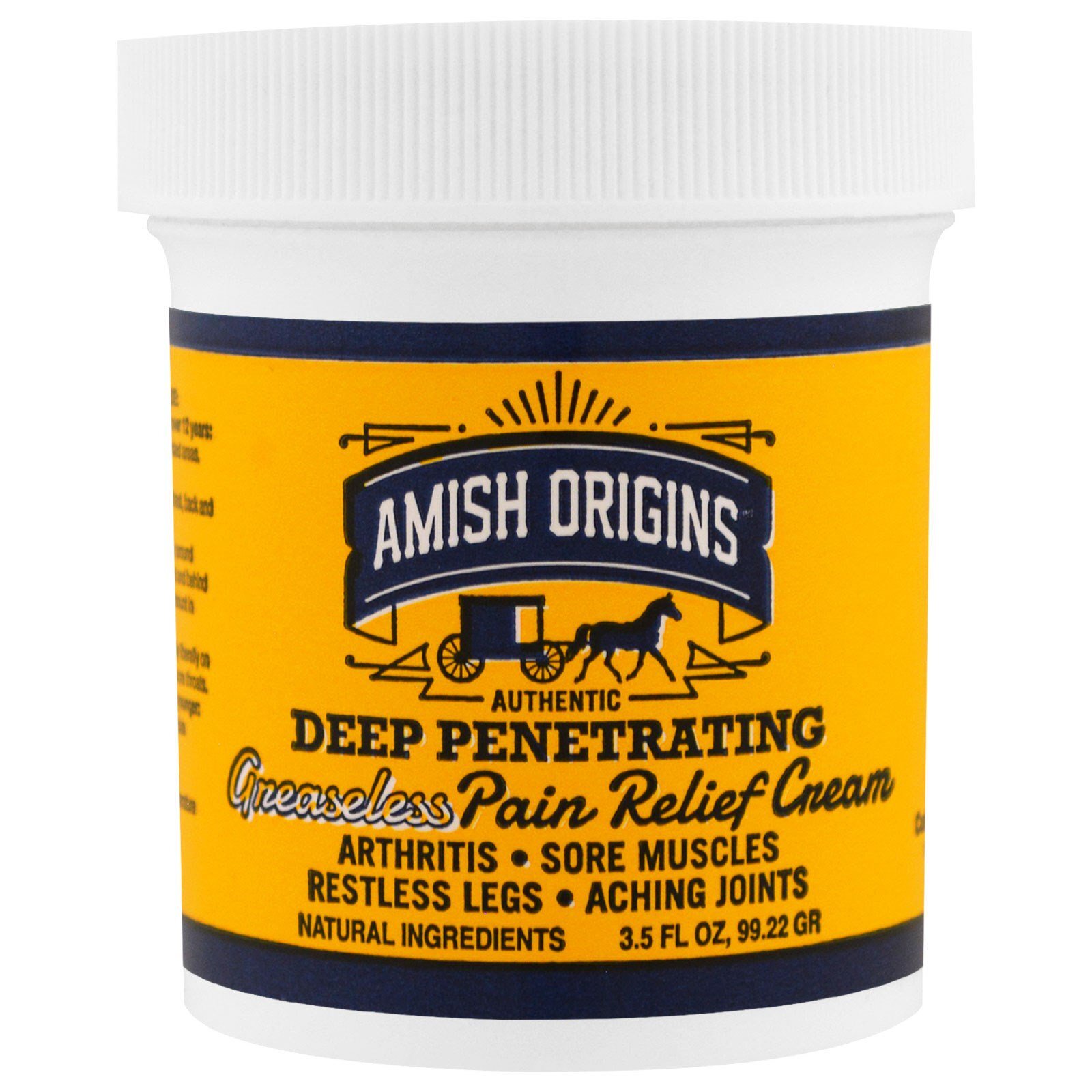 Amish Origins, Deep Penetrating, (2 упаковки) обезжиренный обезболивающий крем, 3,5 жидк.