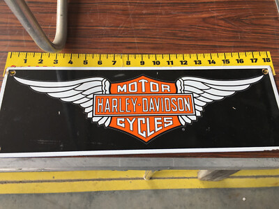 VINTAGE HARLEY DAVIDSON MOTORCYCLE PORCELAIN METAL LABEL SIGN